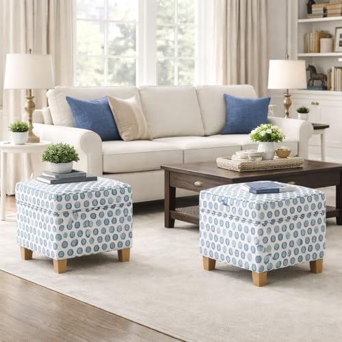 HomePop 18" Classic Square Storage Ottoman - Green Medallion Ikat Print - color: Small Multi Green Medallion Ikat Print