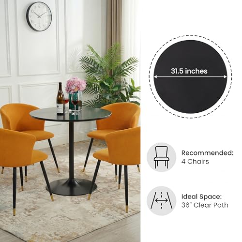LeTinn 31.5" Round Dining Table for 4, Mid-Century Modern Pedestal Base Kitchen Table for Small Space – Compact Design for Breakfast Nook, Apartment, Dorm, Easy Assembly, Black