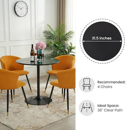 LeTinn 31.5" Round Dining Table for 4, Mid-Century Modern Pedestal Base Kitchen Table for Small Space – Compact Design for Breakfast Nook, Apartment, Dorm, Easy Assembly, Black