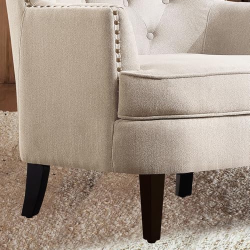 Rosevara Atlas Mid-Century Modern Accent Chair - Upholstered Lounge Arm Chair with Soft Cushion for Small Spaces - color: Pearl Velvet