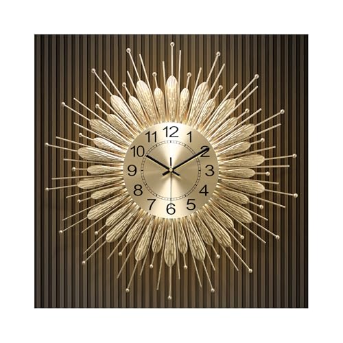 27" Gold Mid Century Modern Wall Clock，Battery Operated Decorative Decorative Metal Wall Clock for Living Room/Bedroom/Office/Bathroom Wall Art&Clocks - size: 27inch-Light