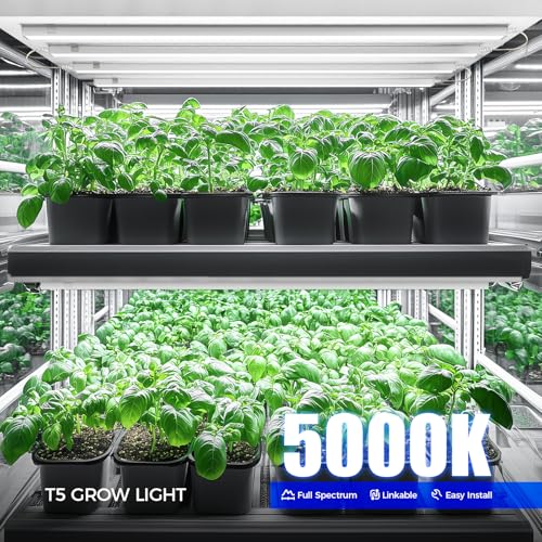 Barrina T5 Grow Lights, 3FT 128W (8 X 16W), 5000K Grow Lamp, 8 Packs, White | Full Spectrum Grow Light with Separate Switch, Linkable, 3 Mounting Modes, Indoor Plant Lights for Growth, Plug and Play - color: White, size: 3FT-White Cover