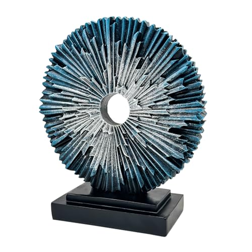 Round Statue for Home Decor, Abstract Office Desk Sculpture for Men, Blue | Modern Home Resin Sculptures Decorative Objects,Table Top Decor for Livingroom Coffee Table,Item Shelf Sculpture - color: Blue, size: Round Statue