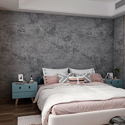 3yecao 31"×157" Extra Thicker Light Blue Grey Black Concrete Wallpaper Peel and Stick 3D Effect Concrete Contact Paper Luxury Vinyl Wrap Matte Textured Look Cement Wall Stickers for Walls Bathroom - color: Grey Blue, size: 31" x 157"