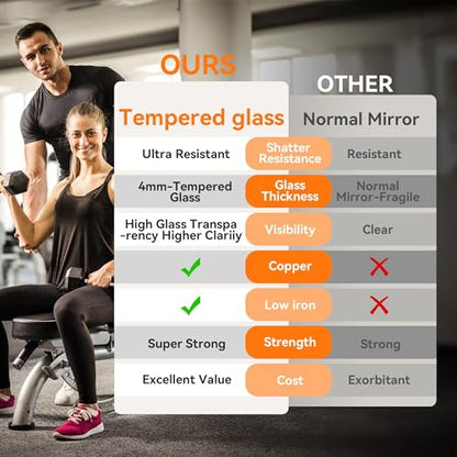 Hasipu 71" x 24" Home Gym Mirror 360° Swivel on Wheels, White | Tempered glass, sturdy metal frame, smooth rolling casters, removable stand, ideal for gym, bedroom, dance studio & yoga. - size: 71"L x 24"W