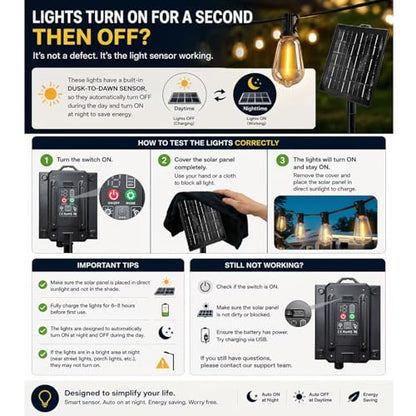100FT Solar String Lights Outdoor Waterproof with Remote & Timer, LED Shatterproof ST38 Bulbs, USB & Solar Powered Patio Lights for Backyard, Porch, Garden, Wedding Decor, Dusk to Dawn Lighting - size: 100FT