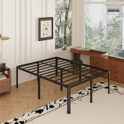 Yicensen 20 Inch Full Bed Frame Heavy Duty Full Size Platform Bed Frame with Rounded Corner Legs No Box Spring Needed, Easy Assembly, Noise Free, Black. - size: Full, style: 20 Inch