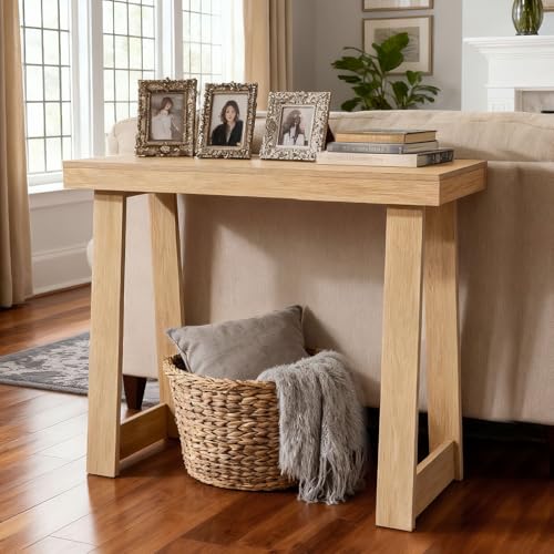VEVOR 36 in Console Table, Modern Desk Behind The Couch, Wooden Rectangle Entrance Desk, Narrow Long Sofa Table Accent Stand, Ideal for Hallway, Bedroom, Living Room, Foyer, Easy Assembly, Natural - color: Natural, size: 36 Inch