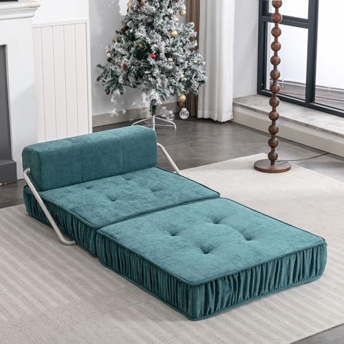 GDFStudio Folding Sofa Bed Convertible Floor Couch Futon Sleeper Chair with Removable Back Cushion Modular Lounge Mattress for Living Room Guest Room Home Office Apartment Small Spaces, Green - color: Green