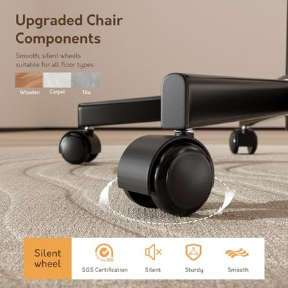 Armless Desk Chair, Morden Home Office Chair no Arms, Adjustable Height & Rocking Computer Chair, PU Leather Vanity Chair, Ergonomic Seat Soft Padded Desk Chairs for Home Small Space, Black - color: Black