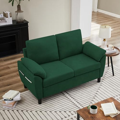 Small Loveseat Sofa, 57" Mid Century Modern Love Seat, 2 Seater Couches for Living Room, Bedroom, Small Spaces, Green - color: Green