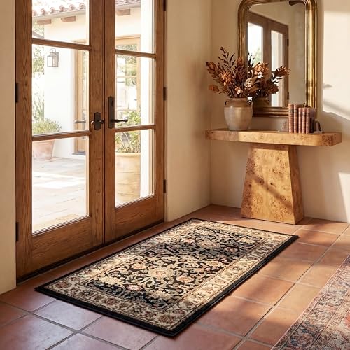 SAFAVIEH Area Rug 2x3 - Lyndhurst Collection - Black & Ivory, Non-Shedding & Easy to Clean, Ideal for Front Door, Kitchen, Foyer, Entryway, Accent Space (LNH212A) - color: Black/Ivory, size: 2' x 3' (Rectangular)