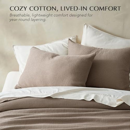 100% Cotton Waffle Coverlet Set, Queen Size, Truffle Taupe Brown | Soft Premium Waffle Weave Cotton Bed Blanket, Lightweight Oversized Bedspread, All Season 3-Piece Bedding Set with 2 Shams - color: Truffle Taupe Brown, size: Full/Queen (92" X 96")