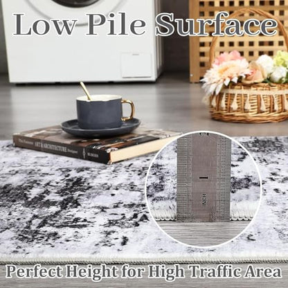 ROYHOME Modern Abstract 2x10 Runner Rug Non Slip Non Shedding Low Pile Stain Resistant Rug for Hallway Kitchen Bedroom,Grey - color: Grey, size: 2' x 10' (Rectangular)