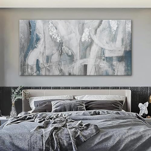 YISXINOAG Large Abstract Wall Art For Living Room Hanging Grunge Room Home Wall Decor Blue Canvas Art Wall Decor Painting White Wall Art Picture For Bedroom Home Office Decoration 29" X 58" - color: Silver, size: 58"L x 29"W