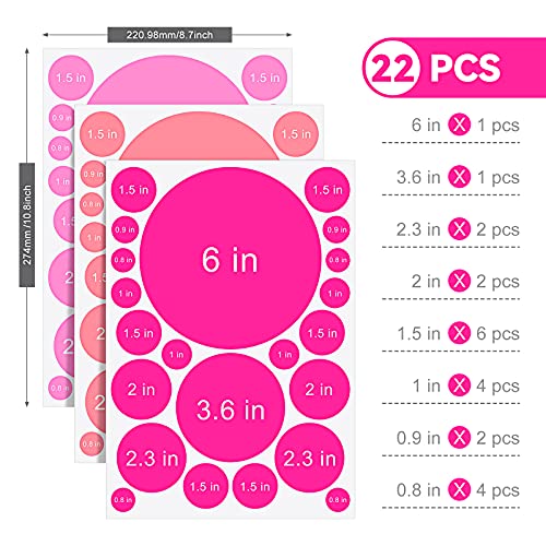Zonon 264 Pcs Polka Dot Wall Decals for Classroom Decor Kids Circle Wall Sticker Vinyl Peel and Stick Colorful Removable for Nursery Bedroom Playroom Living Room(Pink Colors) - color: Pink, style: Classic