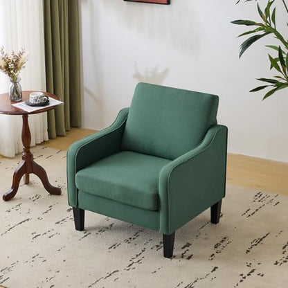 VINGLI Accent Chair for Living Room Chairs Dark Green Reading Chair for Bedroom Scooped Arm Chair Mid Century Modern Accent Chairs Upholstered Comfy Chair for Apartment, Waiting Room - color: Dark Green