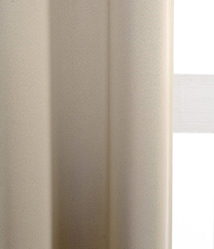MYSKY HOME Beige Bedroom Curtains, 63 Inch Long Blackout Living Room Dark Grommet Window Curtains for Privacy Protection, Room Darkening Single Panel, 52 x 63 Inch - color: Beige, size: 52"W x 63"L (Pack of 1)
