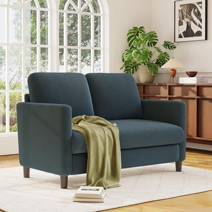 Welzona Loveseat, 51" Small Couch, Teddy Love Seat, Small Loveseat Sofa | Comfy Teddy Fabric, Tool-free Setup, Washable Covers, All-wood Small Sofa Couch for Living Room, Bedroom, Blue Grey - color: Blue Grey, size: loveseat