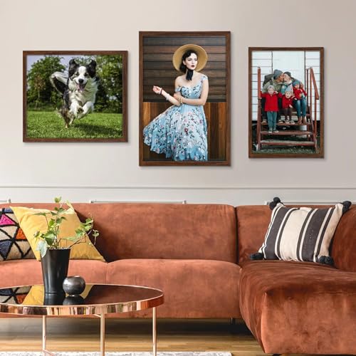 HLiWEGNS Dark Brown 20x28 Frame -Single Frame - Rustic Woodgrain 20 x 28 Poster Frame with Plexiglass for Wall Gallery Display, 20x28 Picture Frame for Puzzles, Artwork, Photos and Posters - color: Brown, size: 20x28 in