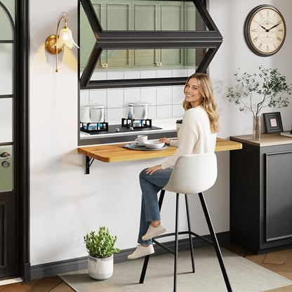 Dogsky 36" x 14" Floating Wall Desk, Fold Down Wall Table - 200 lbs Heavy Duty Solid Pine Wall Mount Folding Desk for Home Office, Laundry Room, Kitchen & Small Apartment, Burning Yellow - color: Burning Yellow, size: 36'' x 13.7'' x 6.3''