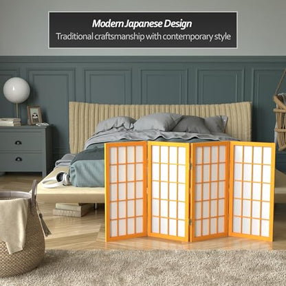 2 ft. Short Desktop Window Pane Shoji Screen - Honey - 4 Panels - color: Honey, size: 4 Panel