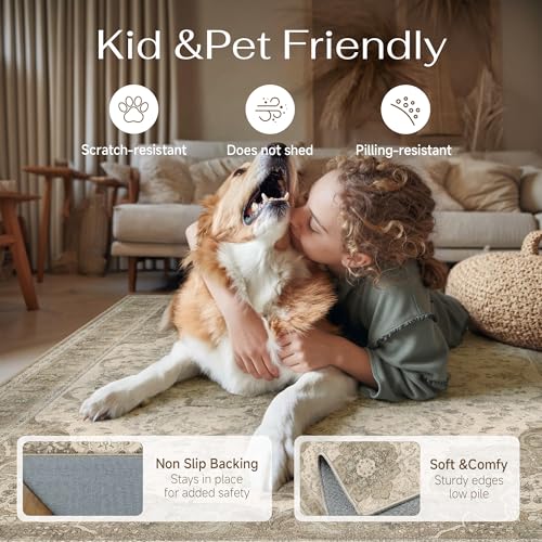 2x6 Washable Runner Rug Brown Non Slip Distressed Carpet | Low Pile,Lightweight,Stain Resistant,Durable,Hallway,Kitchen,Bathroom,Front Door,Beside Bed - color: B Brown, size: 2' x 6' (Runner)