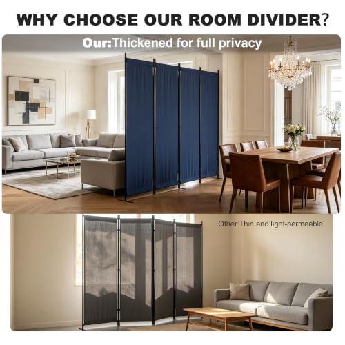 4 Panel Room Divider, 6FT Folding Privacy Screens(Blue, 4 Panel-88'') | Portable Partition Room Dividers, Freestanding Wall Divider for Office, Studio, Room Separation - color: Blue