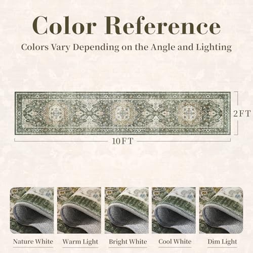 PADOOR 2X10 Runner Rug,Runners for Hallways,Soft Olive Washable Bedside Rugs for Bedroom,Non Slip Long Rug for Hallways Entryway Laundry Room Stair Kitchen Bathroom - color: Olive, size: 2' x 10' (Rectangular)
