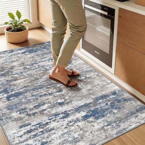 Small Area Rug 3x4ft, Textured Non Slip Entryway Rug, Multi | Machine Washable 3x5 Rug with Silicone Backing; Stain-Resistant Surface for Entryways, Kitchens and High-Traffic Areas - color: Abstract-multi, size: 3' x 4' (Rectangular)