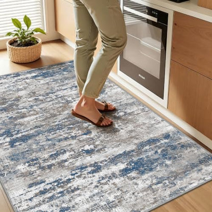 Small Area Rug 3x4ft, Textured Non Slip Entryway Rug, Multi | Machine Washable 3x5 Rug with Silicone Backing; Stain-Resistant Surface for Entryways, Kitchens and High-Traffic Areas - color: Abstract-multi, size: 3' x 4' (Rectangular)