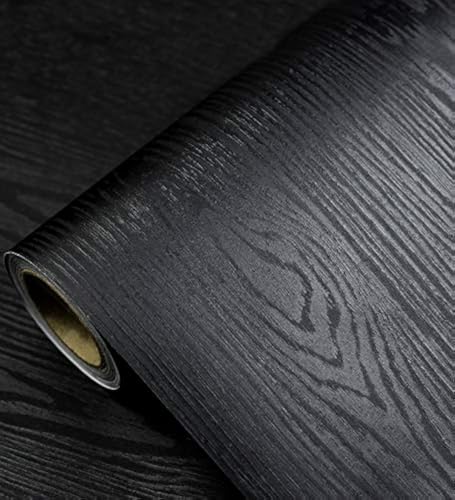 tiltil Black Wood Peel and Stick Wallpaper Wood Contact Paper 17.7" × 393" | Self-Adhesive Wallpaper Removable Waterproof Wall Paper Vinyl for Countertop Furniture Kitchen Countertop Easy to Clean - size: 17.7" x 393"