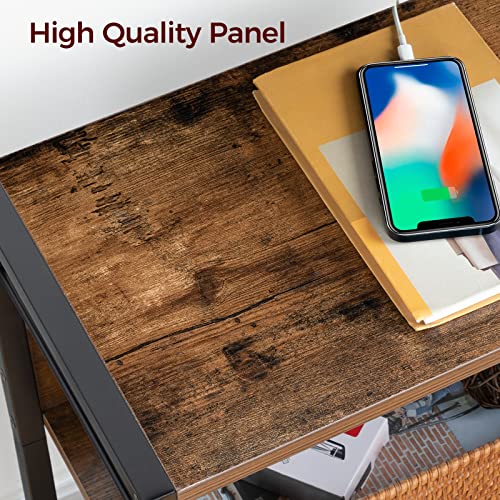 MAHANCRIS Industrial Printer Cart, 3-Tier Mobile Printer Stand, Rolling Cart with Power Outlets and USB Ports, Home Printer Stand with 2 Hooks, for Office, Living Room, Rustic Brown PTHR40E01Z - color: Rustic Brown