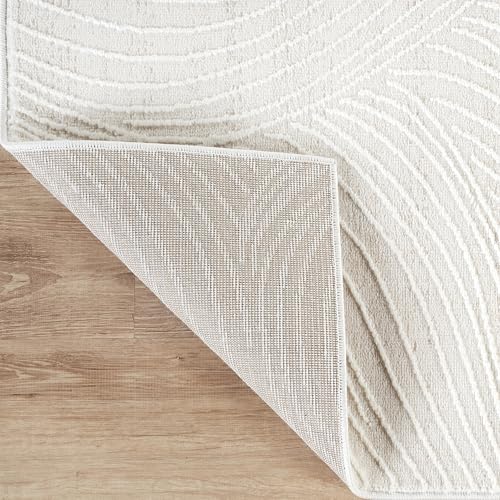 Abani Cream Area Rug – 9' x 12' – Vera Collection – Wave Texture Pattern – Non-Shedding, Easy to Clean – Durable for Living Room, Bedroom, or Office, Pet & Child Friendly - size: 9' x 12' (Rectangular)