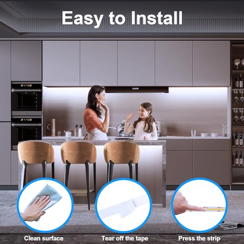 BSGlobal 2 Pack COB LED Strip Light, 6.6ft 640 LED Battery Powered LED Strip Lights, Flexible Cuttable Wireless Click Light for Cabinet, Wardrobe, Kitchen, Bedroom 6000K Cool White | 640 LED High Bright Strip Lights, Flexible Cuttable Wireless Click Light