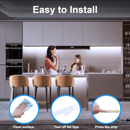 BSGlobal 2 Pack COB LED Strip Light, 6.6ft 640 LED Battery Powered LED Strip Lights, Flexible Cuttable Wireless Click Light for Cabinet, Wardrobe, Kitchen, Bedroom 6000K Cool White | 640 LED High Bright Strip Lights, Flexible Cuttable Wireless Click Light