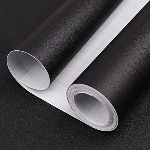 Black Peel and Stick Wallpaper, 15.7 X 748 inches Renter Friendly Wallpaper, Vinyl PVC Removable Wall Paper, Self-Adhesive Wall Sticker Decoration for Counter Furniture Cabinet and Room - color: Black, size: 15.7" x 748"