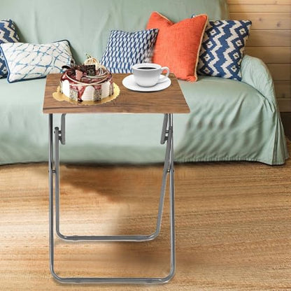 Folding TV Tray Table Set of 2, TV Dinner Table(Yellow Brown, 2PCS) | with Sturdy MDF Top, Eating Trays for Living Room with No Assembly Required - color: Yellow Brown, size: 2pcs