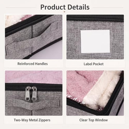 Under Bed Storage Containers 4 Pack Reinforced Underbed Organizer Box | Reinforced Sidewalls and Bottom, Low-Profile Design Below 4.5in, for Clothes and Linens, Under-Bed Storage
