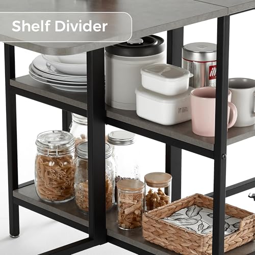 Mondeer Folding Dining Table, Drop Leaf Dining Table for Saving Space with Wheels and 2-Layer Storage Shelf, Modern Kitchen Table for Living Room, 55.1" W x 31.5" D x 29.5" H, Grey