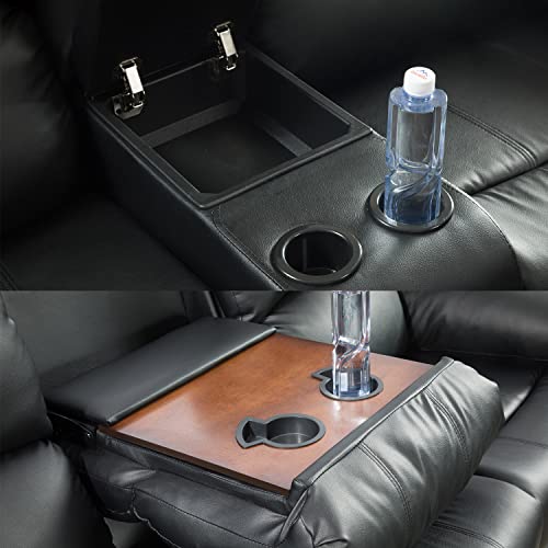 A Ainehome Living Room Furniture Set Leather Recliner Sofa Set Loveseat Chair Furniture Sofa Set for Living Room/Small Space/Rv/House/Office/Theater Seating (A-Black Leather, Sofa+Loveseat) - color: Black Leather, size: Sofa+Loveseat