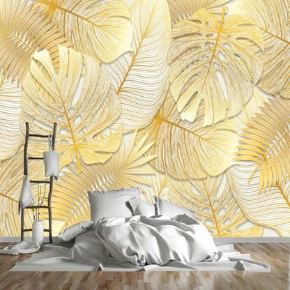 GLWYHY-Gradually Changing Gold Texture Leaf Mural Peel and stick-58 x80 | self-adhesive，Beautiful，Large Landscape，Bedroom Wallpaper，Visual 3D - color: ZZSL-07, size: 58"x80"
