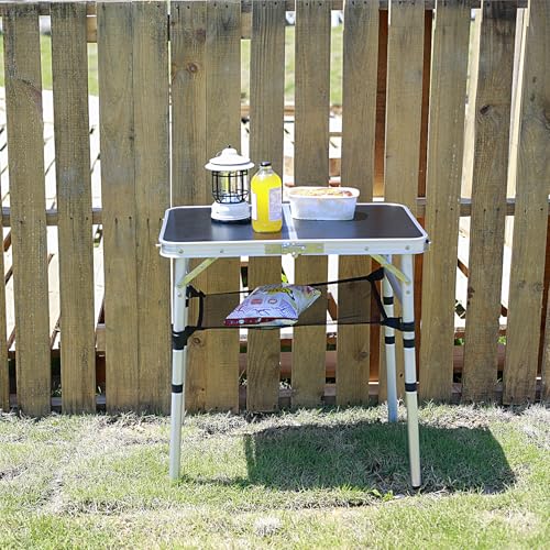Portable Camping Table, Adjustable Height Aluminum Folding Table, Lightweight & Compact, Outdoor Picnic Table for Camping, Hiking, Beach, BBQ, Travel - color: Black
