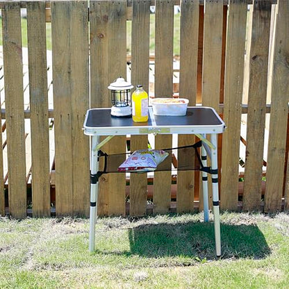 Portable Camping Table, Adjustable Height Aluminum Folding Table, Lightweight & Compact, Outdoor Picnic Table for Camping, Hiking, Beach, BBQ, Travel - color: Black