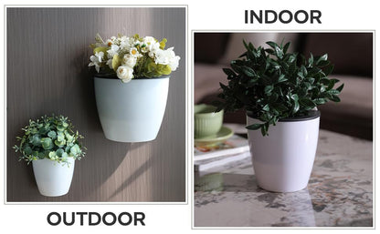 Self Watering Wall Mounted Planters | Set of 3 White Indoor/Outdoor Hanging Planter with Double Layer Design & Flat Backed for Mounting | Effortless Plant Care & Stylish Wall Pots.