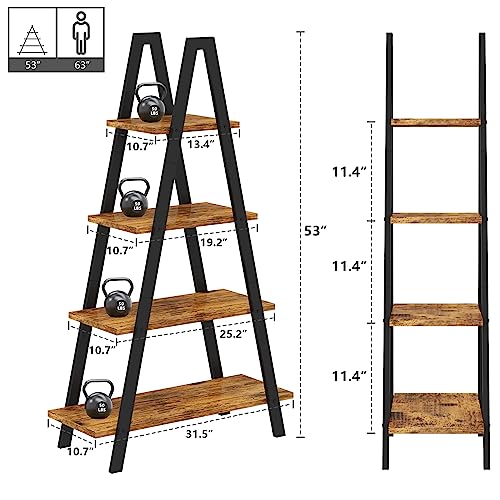 4-Tier Industrial Bookshelf with Metal Frame by Recaceik - For Home Office and Living Room