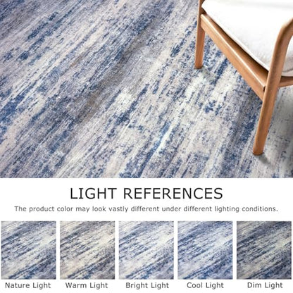 KOZYFLY Modern Abstract Hallway Runner, 2x12 Washable Rug Runner Non-Slip Soft Striped Kitchen Runner Rug, Grey Blue Print Carpet for Entryway Bathroom Laundry Room Foyer - color: Blue-grey, size: 2' x 12' (Runner)