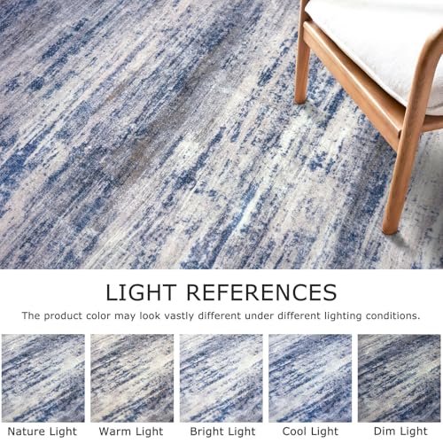 KOZYFLY Modern Abstract Kitchen Runner Rug, 2x10 Washable Rug Runner Non-Slip Soft Striped Hallway Runner Rugs, Grey Blue Print Carpet Runner for Entryway Bathroom Laundry Room Foyer - color: Blue-grey, size: 2' x 10' (Runner)