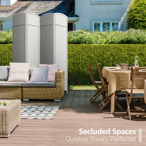 Sorbus 4 Panel Room Divider 6 ft. Tall - Privacy Screen, Extra Wide Double Hinged Panels, Mesh Hand-Woven Design, Partition Room Dividers and Folding Privacy Screens, Wall Divider for Room Separation - color: White, size: 4 Panel