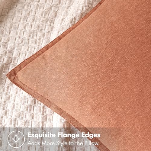 MIULEE Decorative Linen Pillow Covers 18x18 Inch Coral | Boho Farmhouse Neutral Couch Throw Pillows for Bed, Pack of 2 Accent Modern Pillowcases, Sofa Livingroom Home Decor - color: Coral, size: 18" x 18" (Pack of 2)